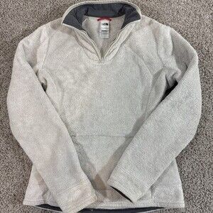 The North Face Womens Small Cream Quarter Zip Sherpa Fleece Pullover EUC